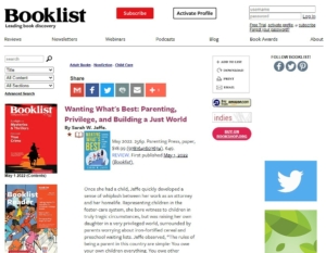 Screenshot of Booklist featuring Wanting What's Best: Parenting, Privilege, and Building a Just World