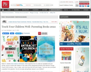 Publisher's Weekly Screenshot of Teach Your Children Well: Parenting Books 2022